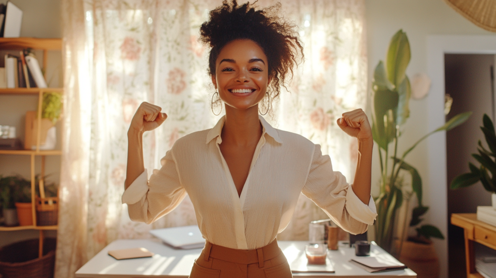 Blog Bild Leadmagnet - Empowered Woman cheering
